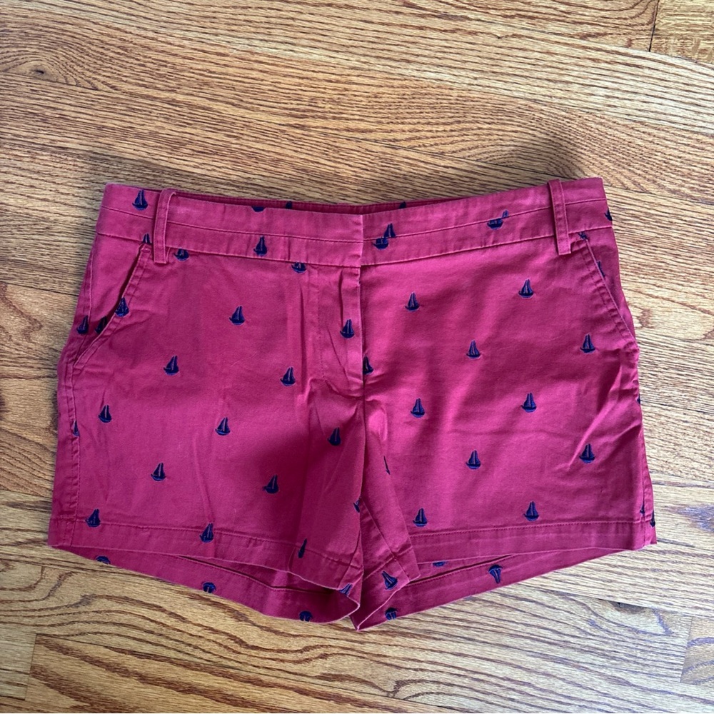 Telluride Clothing Women's Red Embroidered Sailboat Shorts Sz 6 PERFECT